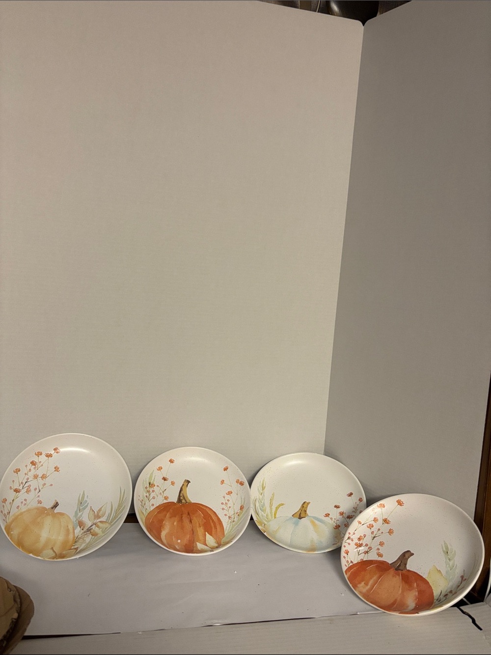 Vintage Linden Street Harvest Pumpkin 4-piece stoneware salad plate set